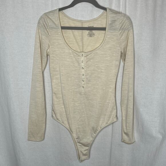 Victoria’s Secret Adore Me Havyn Bodysuit Oatmeal Cream Size Small Scoop Neck - Picture 2 of 13